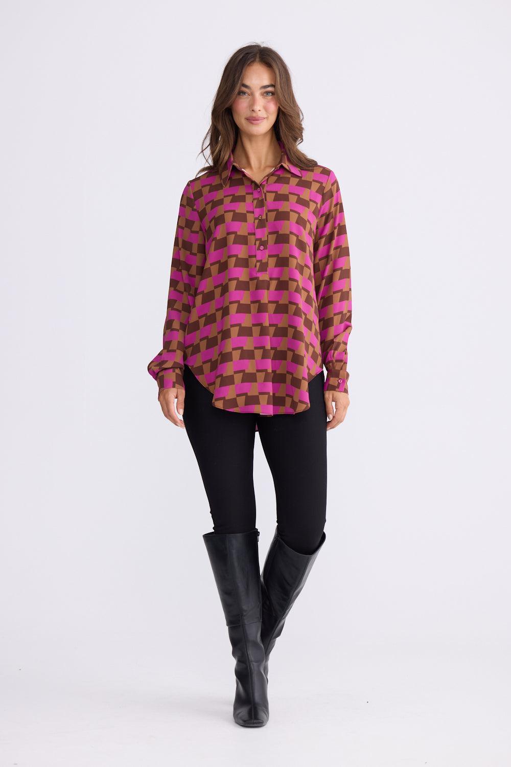 Astrid Shirt - Geo Prism-Tops-Brave & True-The Bay Room