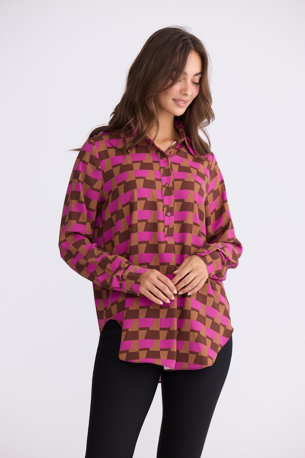 Astrid Shirt - Geo Prism-Tops-Brave & True-The Bay Room