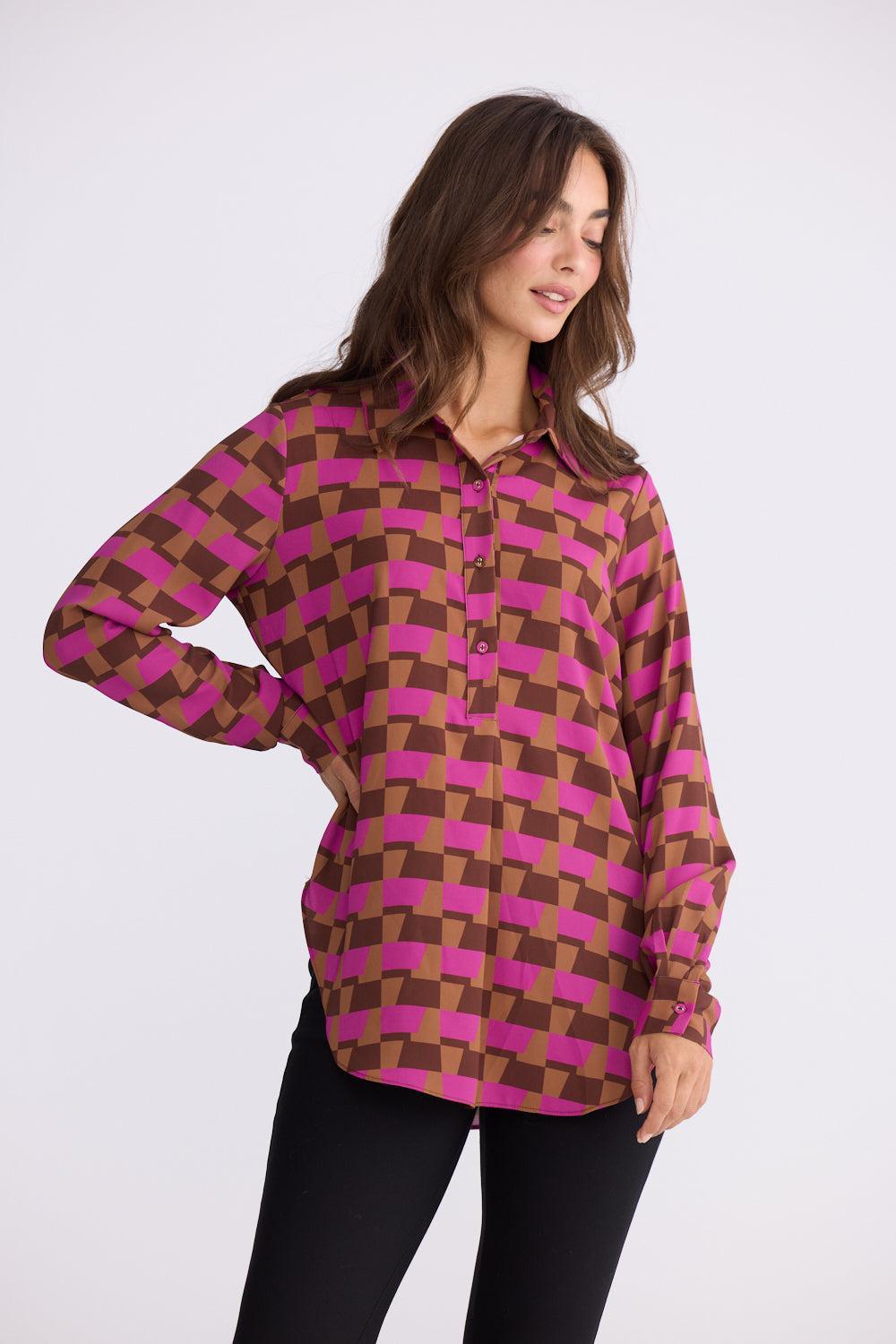 Astrid Shirt - Geo Prism-Tops-Brave & True-The Bay Room