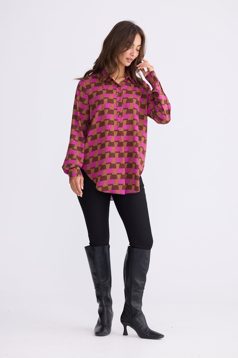 Astrid Shirt - Geo Prism-Tops-Brave & True-The Bay Room