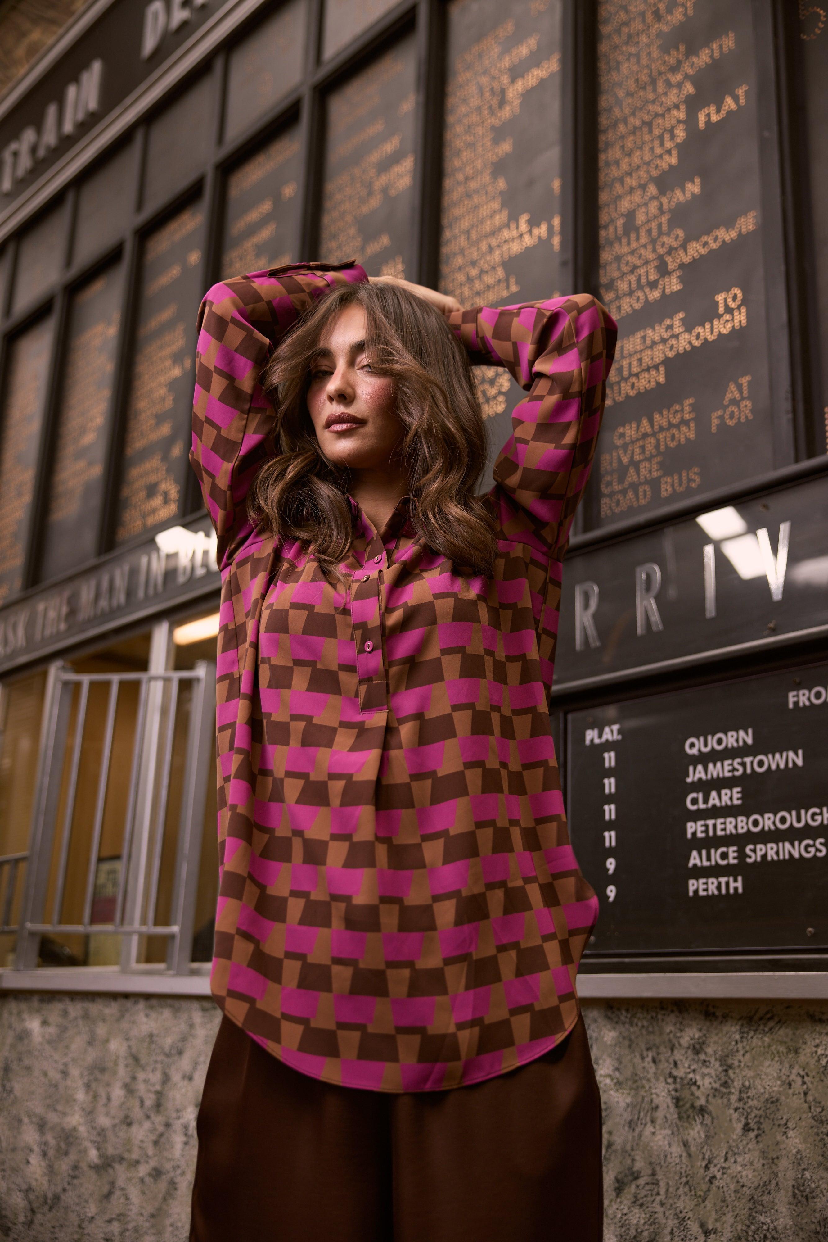 Astrid Shirt - Geo Prism-Tops-Brave & True-The Bay Room