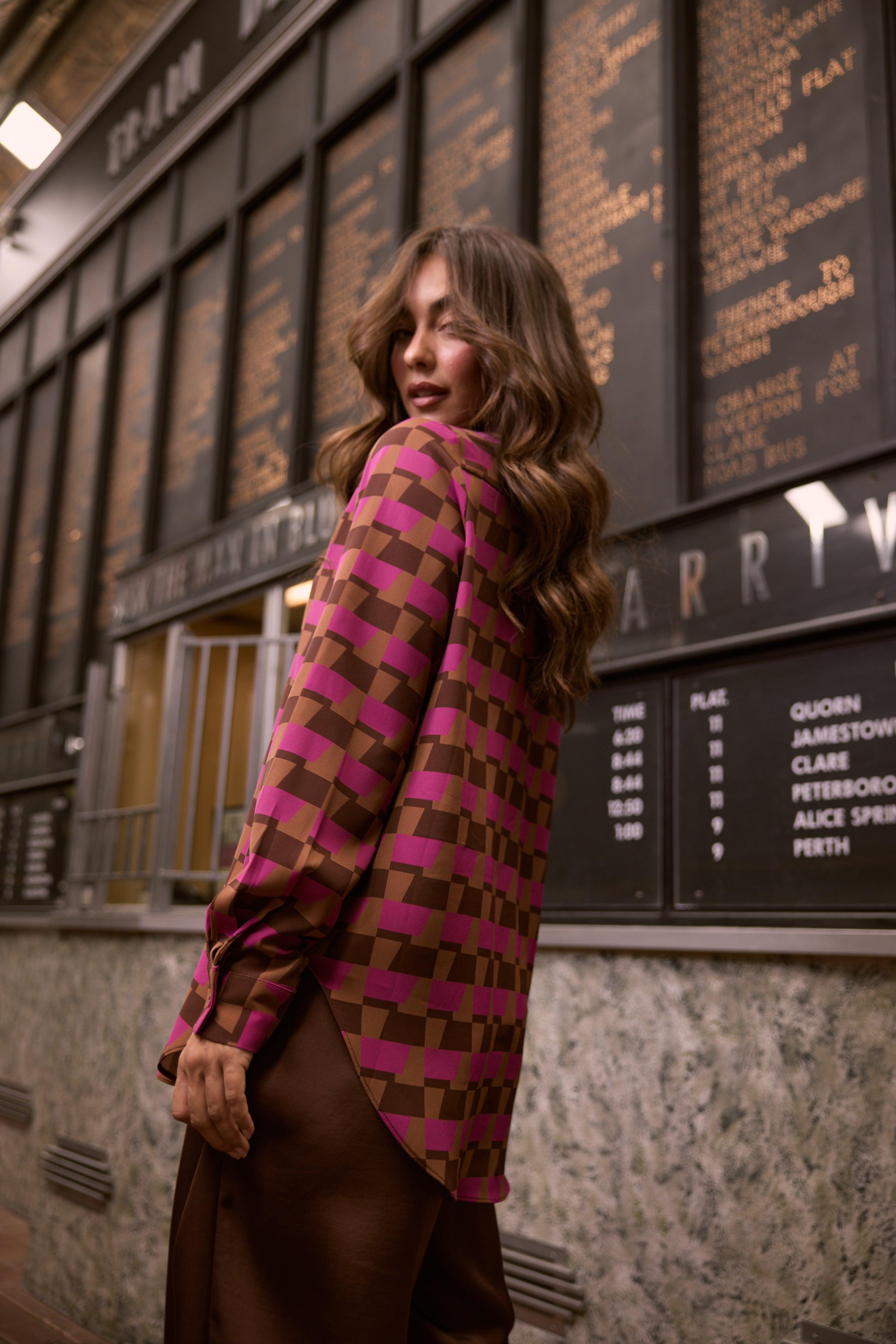 Astrid Shirt - Geo Prism-Tops-Brave & True-The Bay Room
