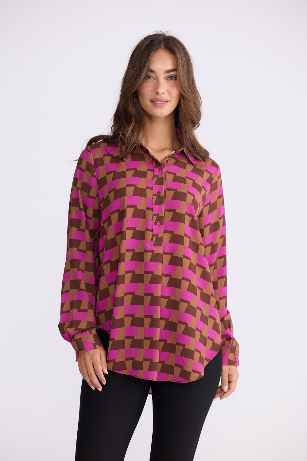 Astrid Shirt - Geo Prism-Tops-Brave & True-The Bay Room
