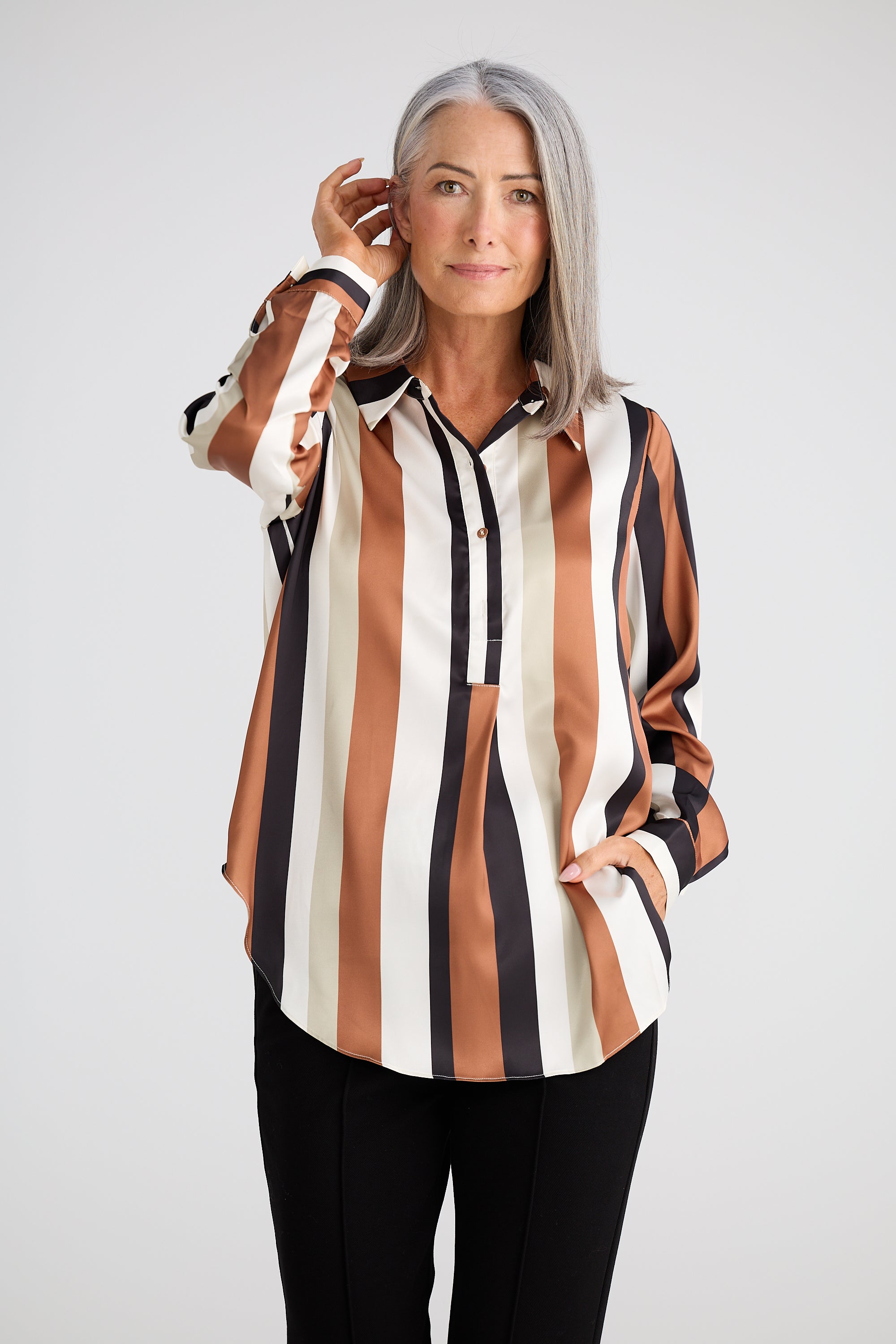 Astrid Shirt - Oakley Stripe-Tops-Brave & True-The Bay Room