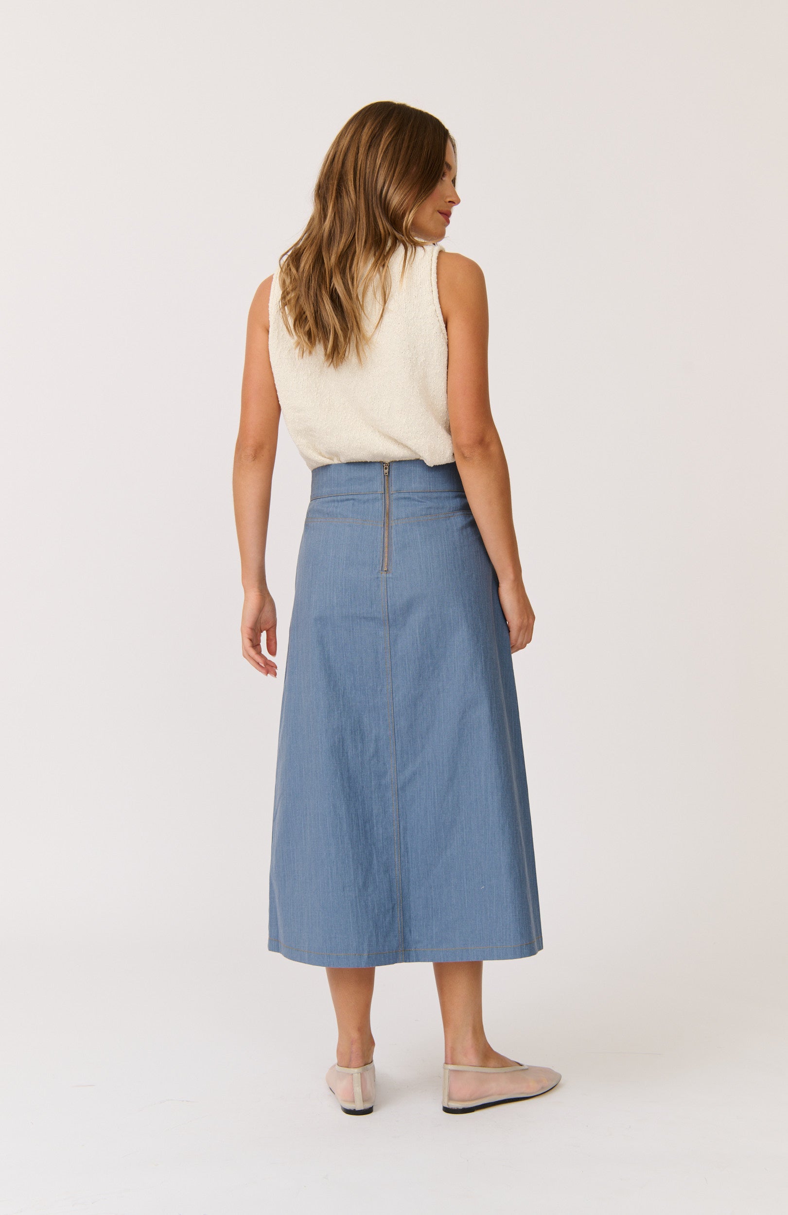 Astrid Skirt - Denim-Skirts-Cartel & Willow-The Bay Room