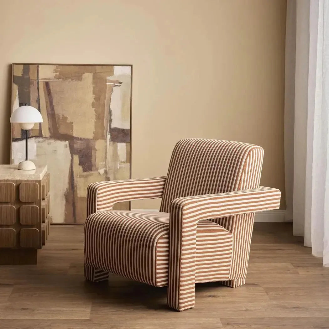 Atelier Armchair Terracotta Stripe-Furniture-MRD Home-The Bay Room