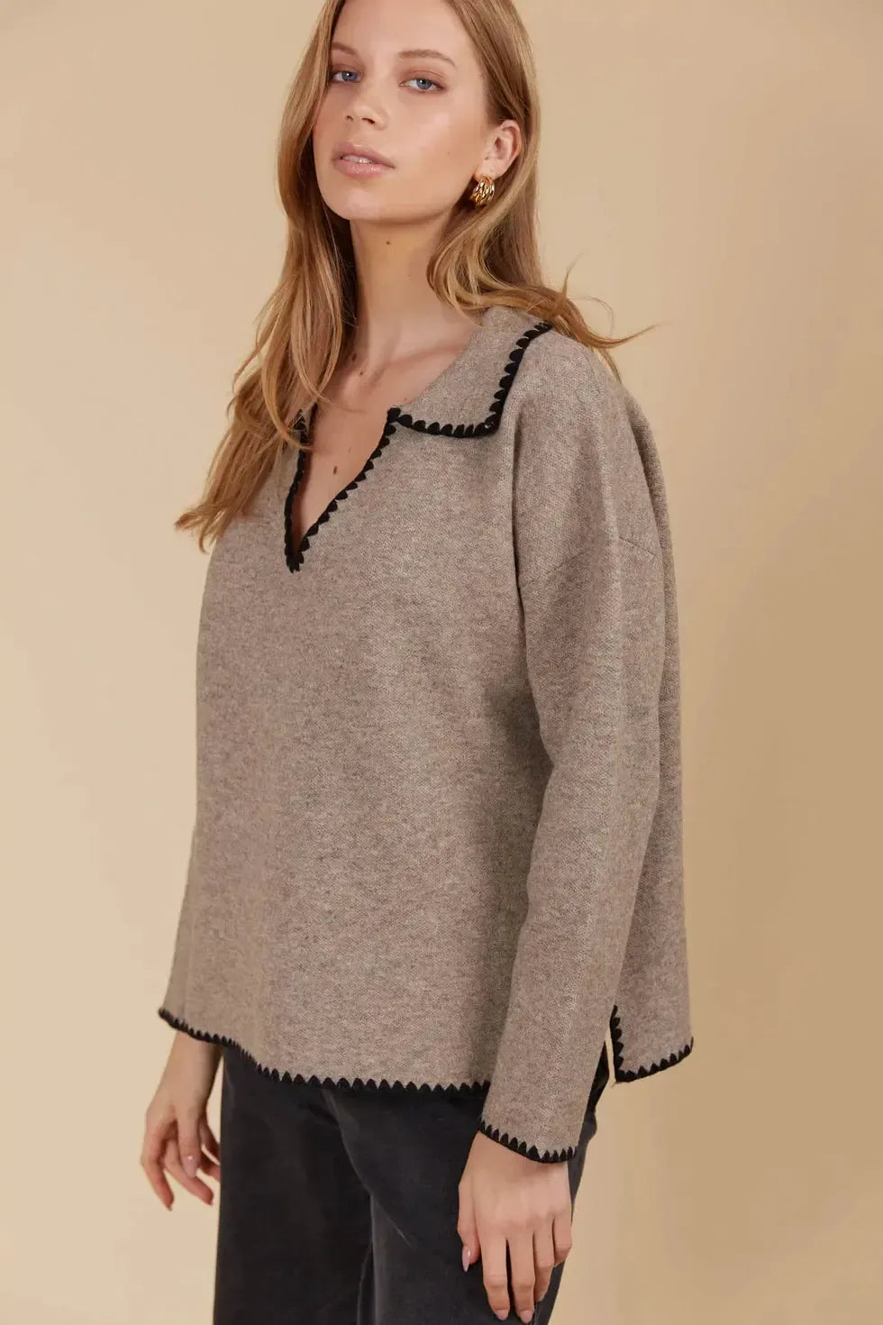 Athena Jumper - Taupe-Knitwear & Jumpers-Isle Of Mine-The Bay Room