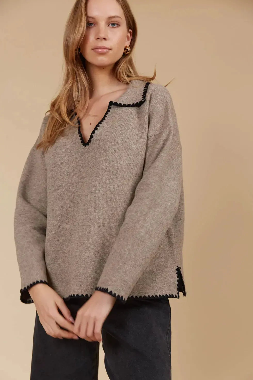 Athena Jumper - Taupe-Knitwear & Jumpers-Isle Of Mine-The Bay Room