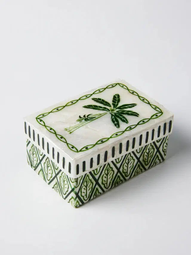 Atlantic Green Palm Box-Decor Items-Jones & Co-The Bay Room