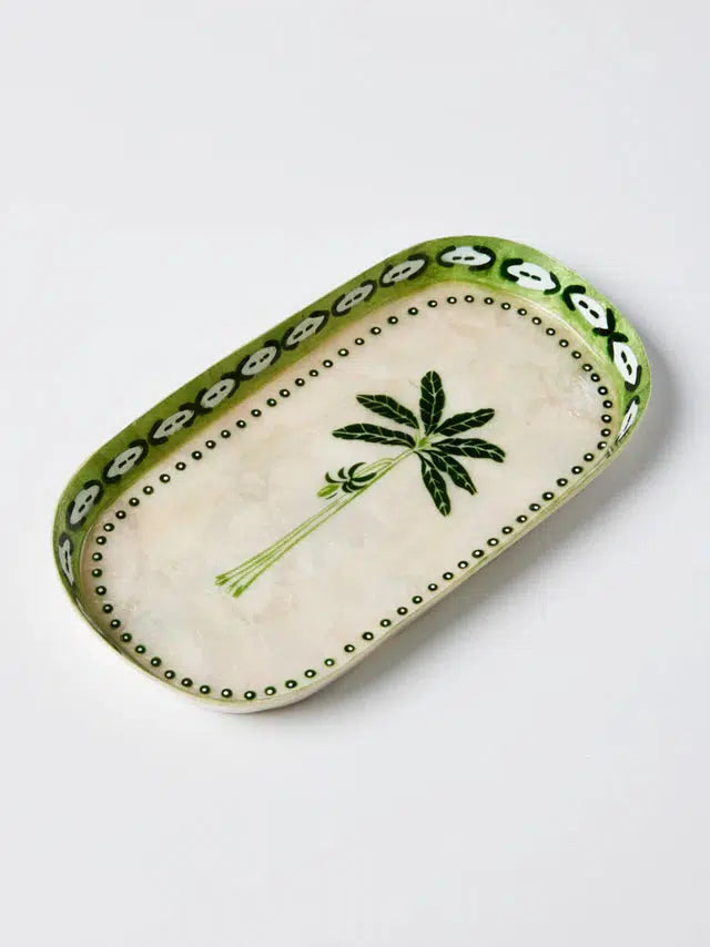 Atlantic Green Palm Tray-Decor Items-Jones & Co-The Bay Room