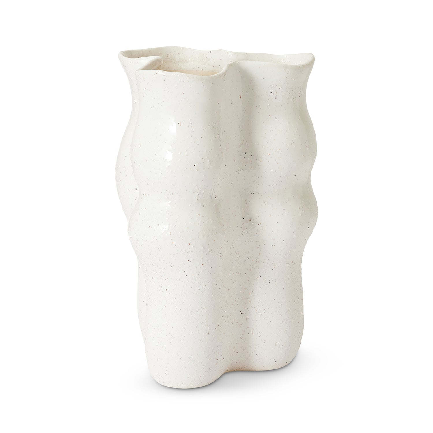 August Wavy Cream Vase-Pots, Planters & Vases-Madras Link-The Bay Room