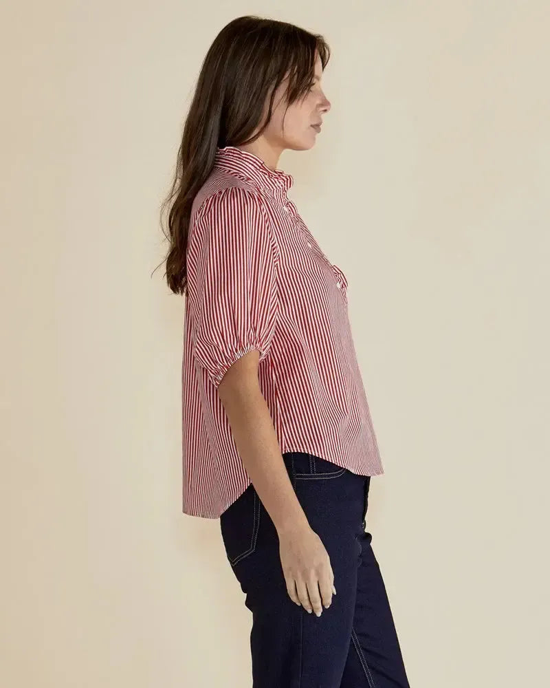 Avery Blouse - Red Stripe-Tops-Betty Basics-The Bay Room