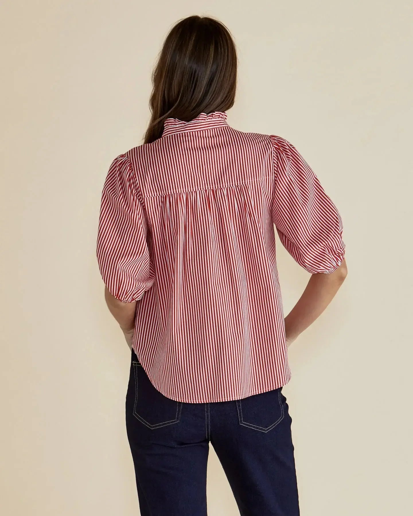 Avery Blouse - Red Stripe-Tops-Betty Basics-The Bay Room