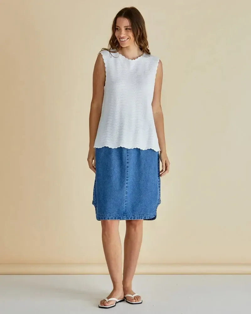 Aviva Tank - White Stripe-Tops-Betty Basics-The Bay Room