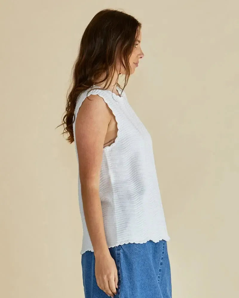 Aviva Tank - White Stripe-Tops-Betty Basics-The Bay Room