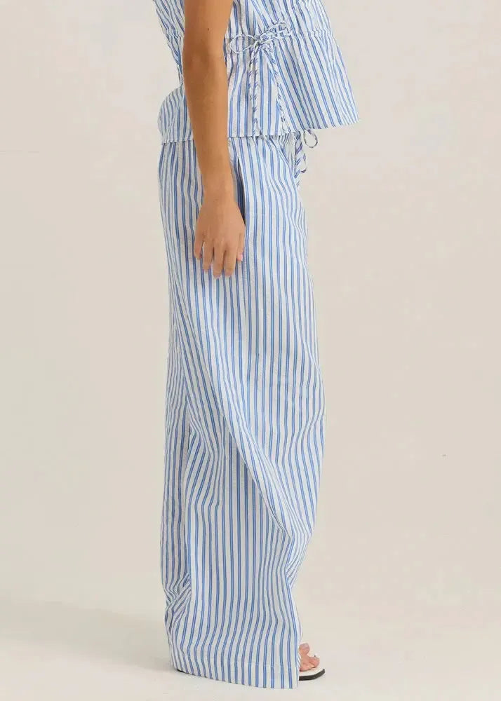 Aziza Pant - Blue/White Stripe-Pants-SASS-The Bay Room