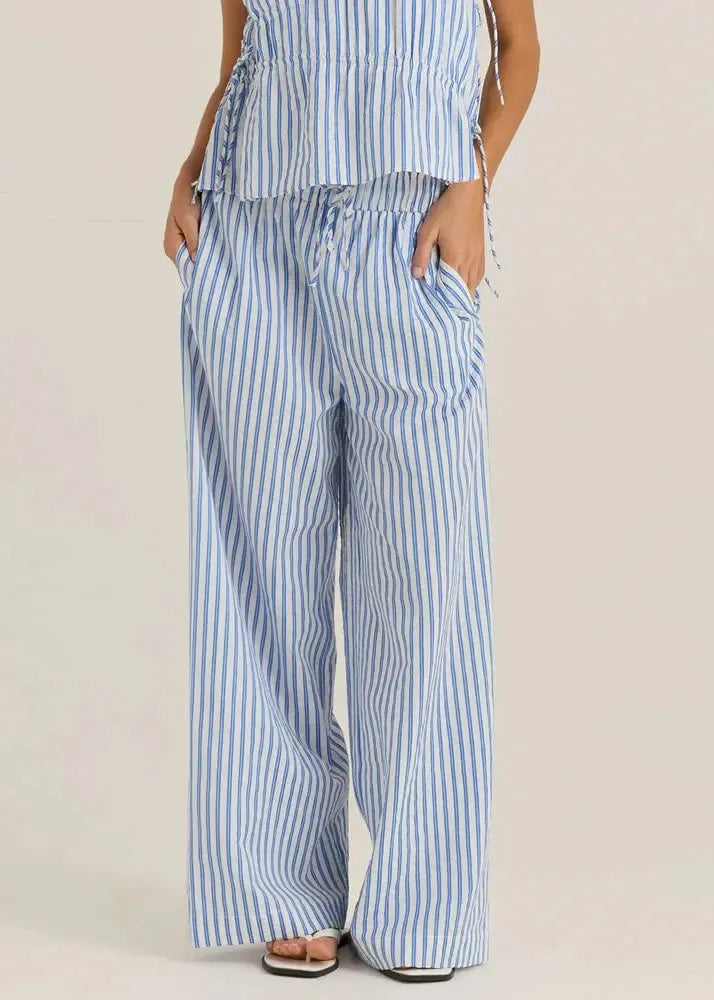 Aziza Pant - Blue/White Stripe-Pants-SASS-The Bay Room