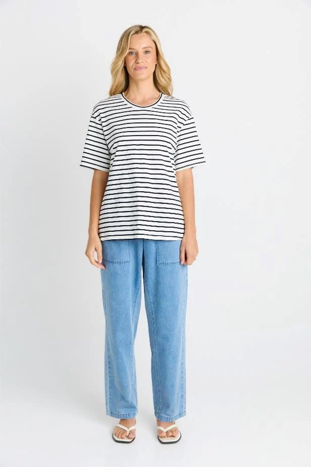 Relax Boxy Tee - Black/White Stripe