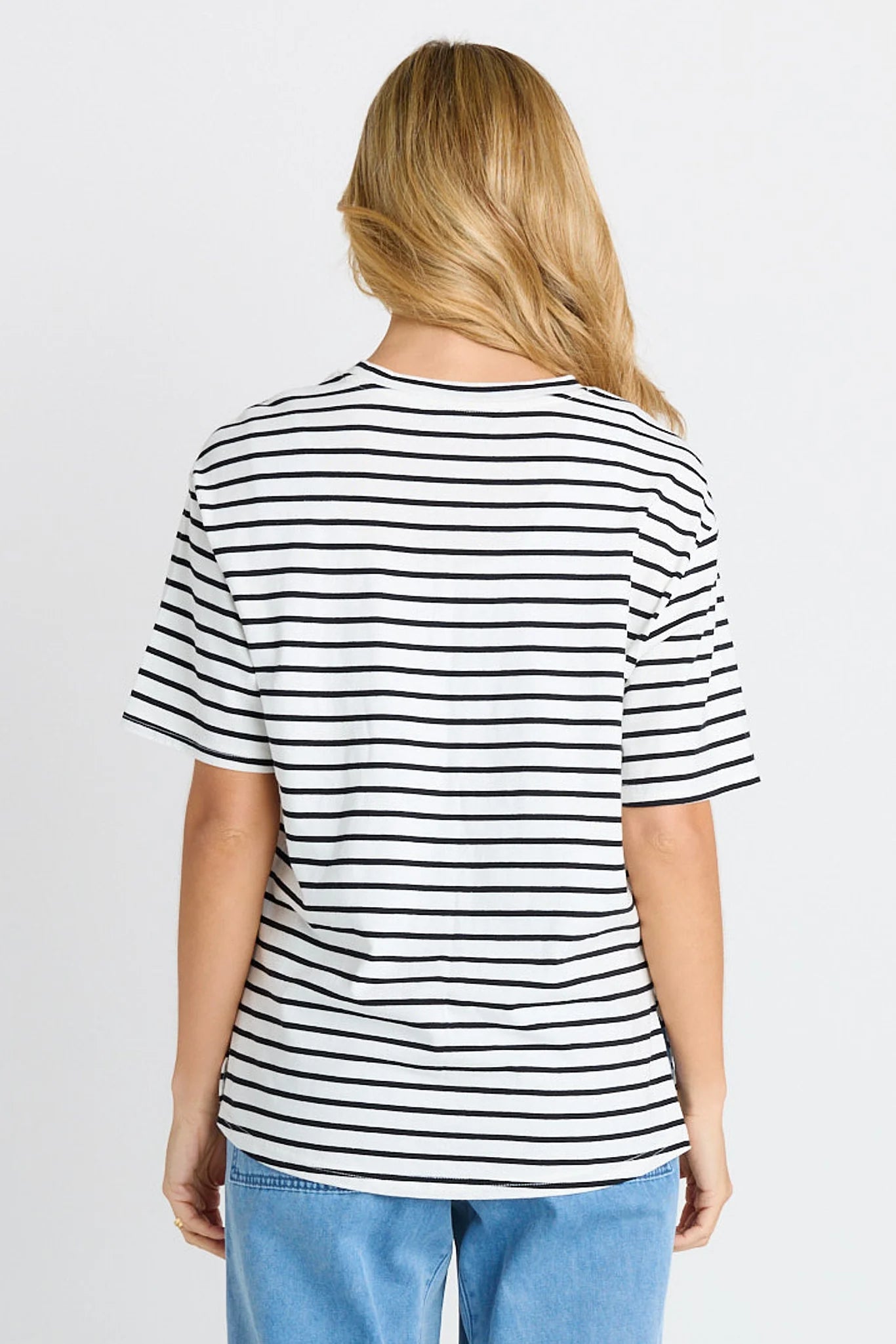 Relax Boxy Tee - Black/White Stripe