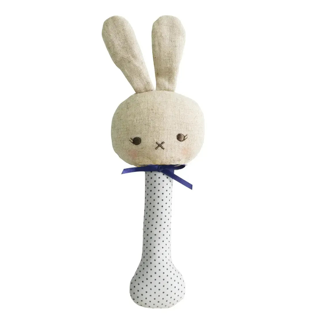 Baby Bunny Stick Rattle - Navy Spot-Toys-Alimrose-The Bay Room