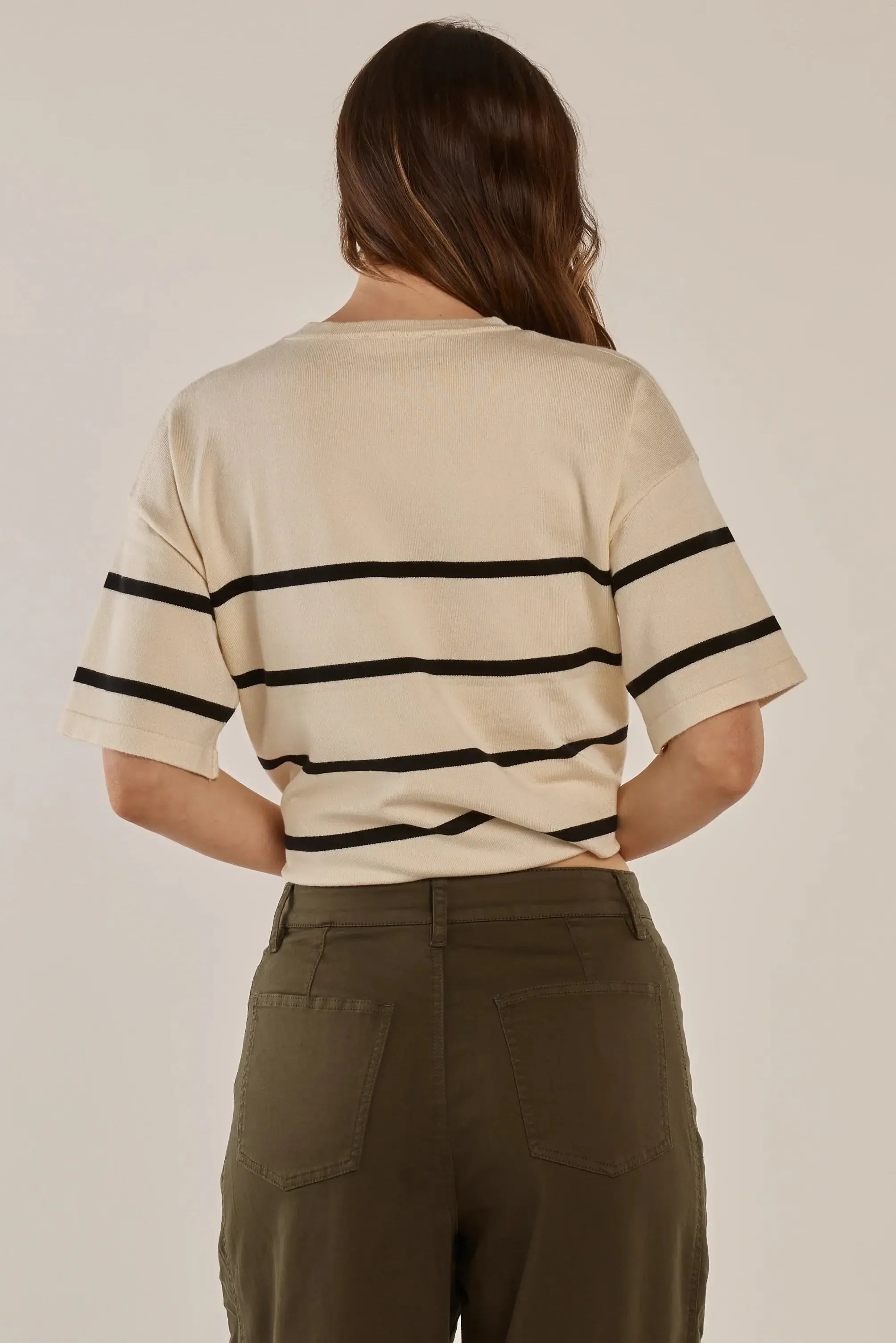 Bailey Boxy Top - Cream/Liquorice-Tops-Betty Basics-The Bay Room