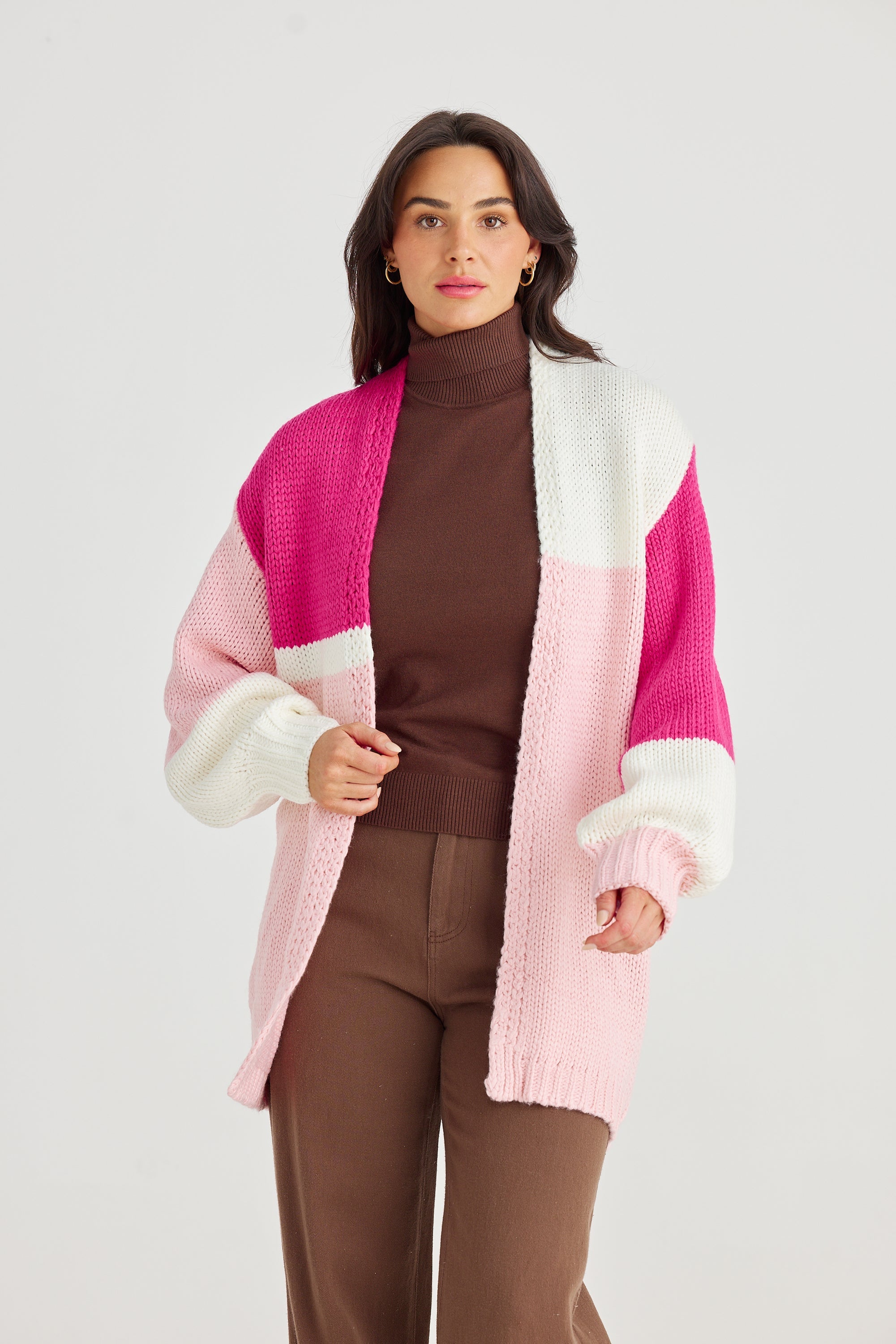 Bailey Cardi - Pink Stripe-Knitwear & Jumpers-Brave & True-Onesize-The Bay Room