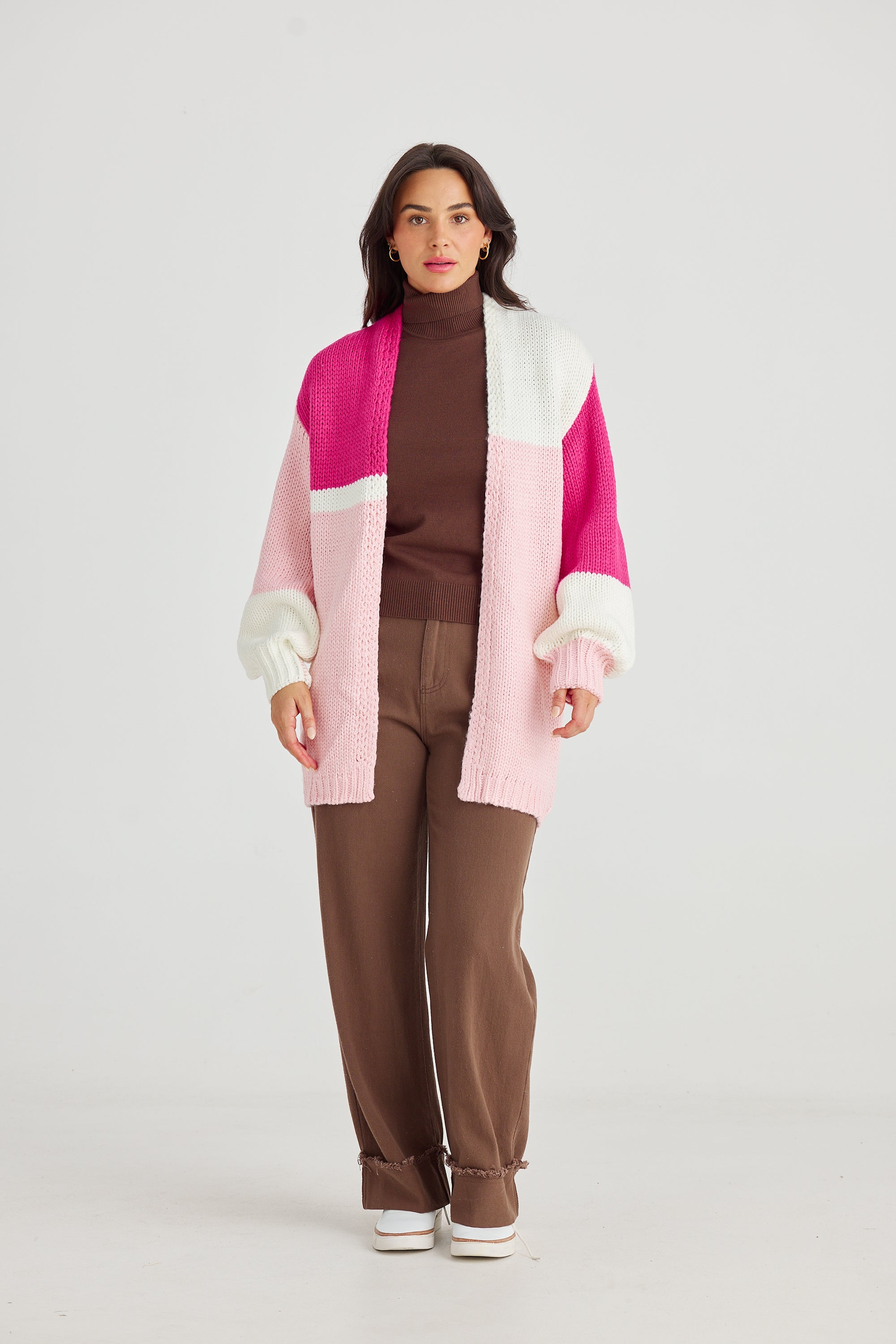 Bailey Cardi - Pink Stripe-Knitwear & Jumpers-Brave & True-Onesize-The Bay Room