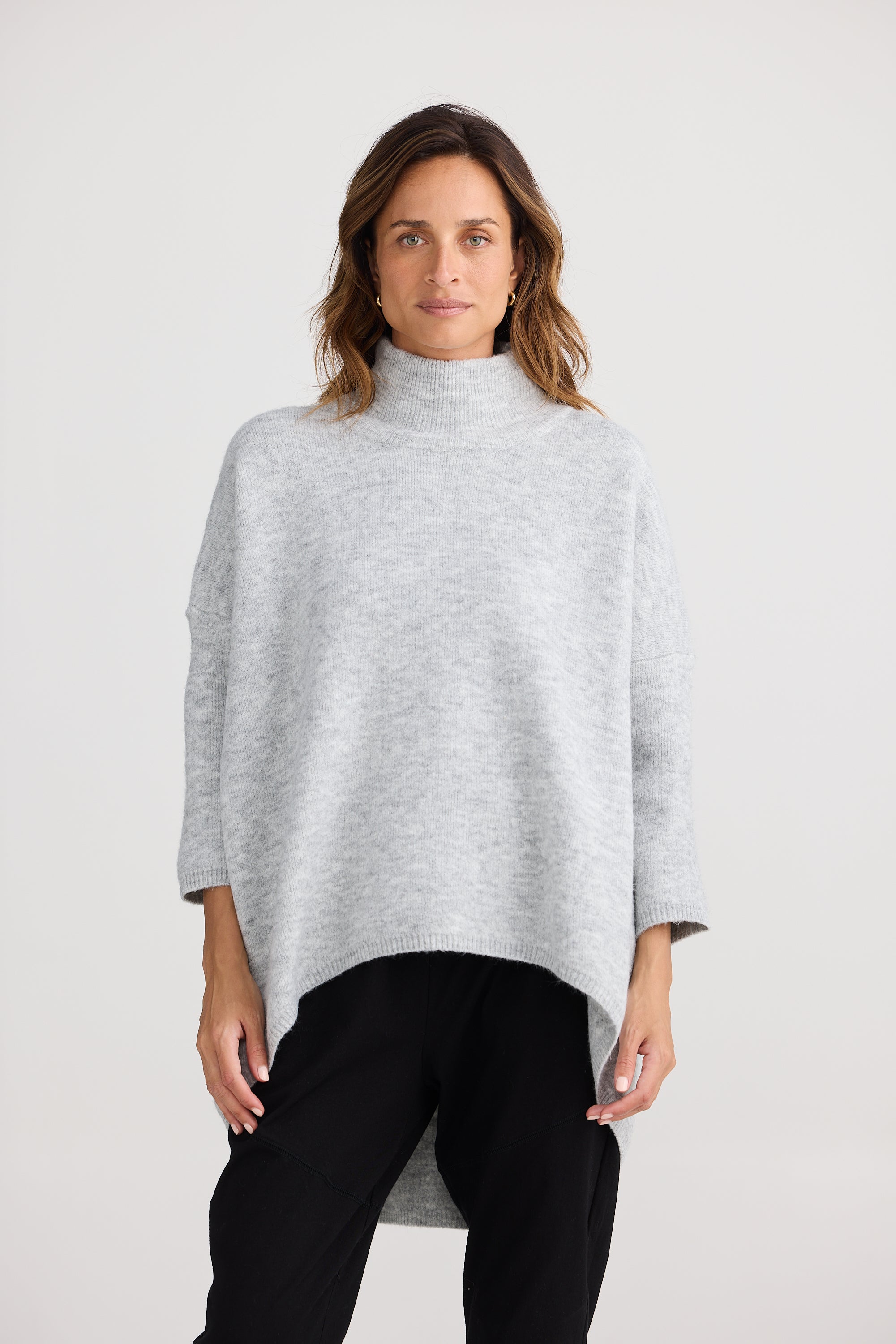 Barossa Poncho - Grey Marle-Kimonos & Ponchos-Home Love-The Bay Room