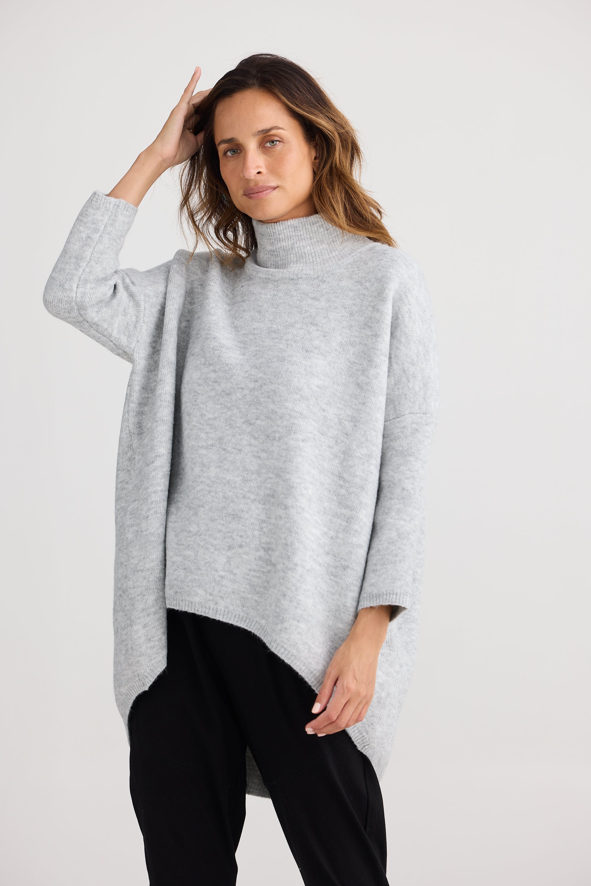 Barossa Poncho - Grey Marle-Kimonos & Ponchos-Home Love-The Bay Room