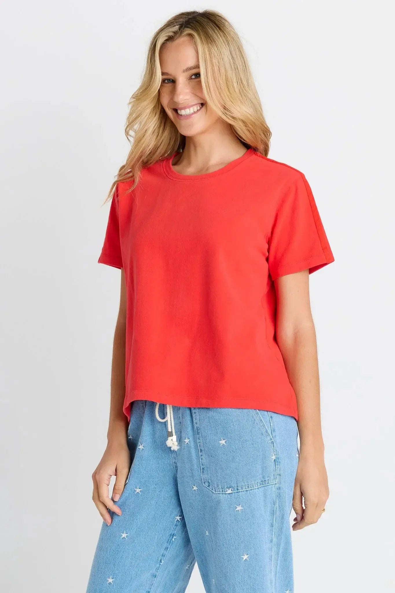 Base Tee - Red-Tops-Betty Basics-The Bay Room