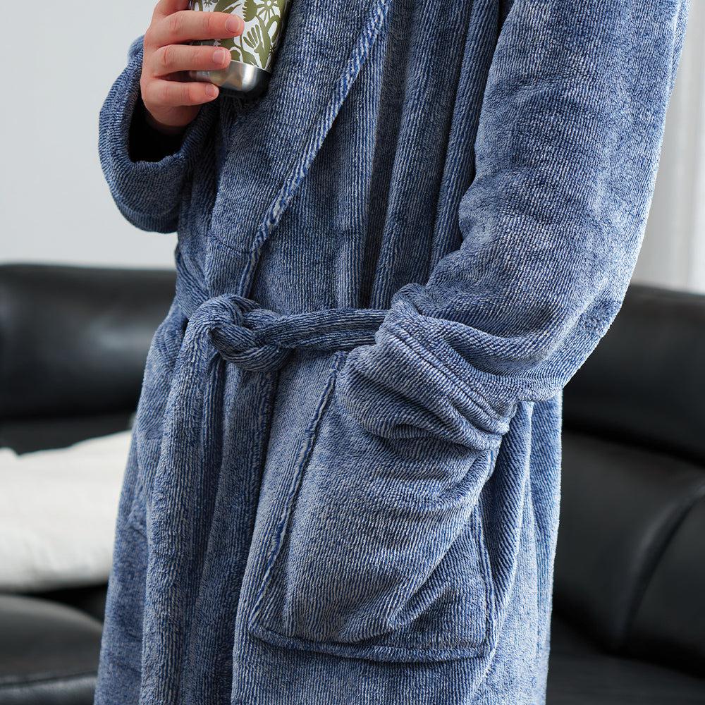 Bath Robe - Navy Marle - Mens-Sleepwear & Robes-Annabel Trends-The Bay Room