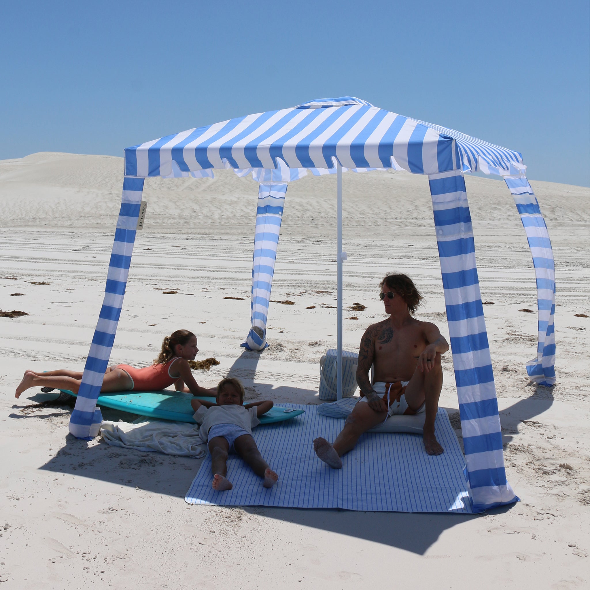 Beach Cabana Le Weekend Mid Blue Cream-Travel & Outdoors-Sunny Life-The Bay Room