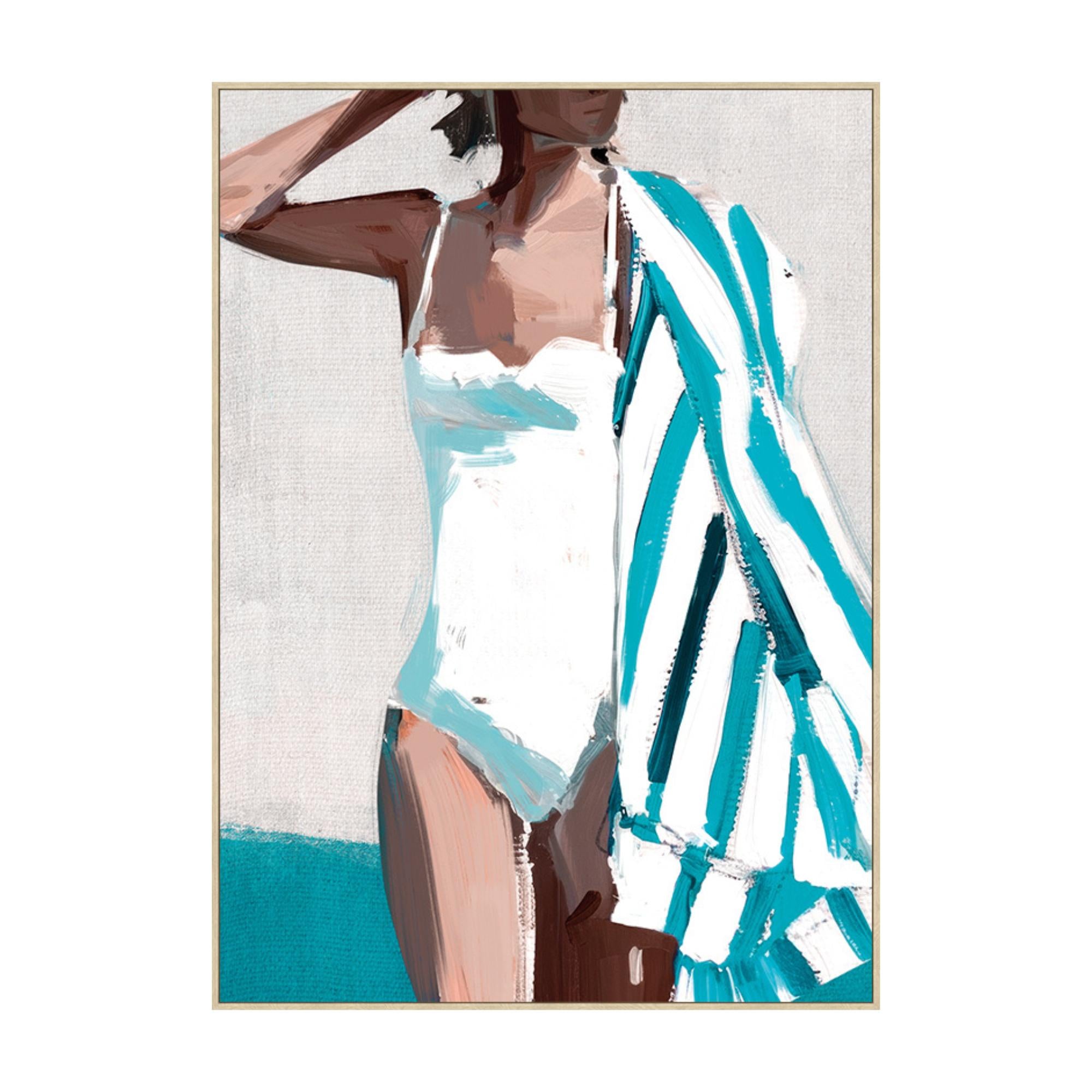 Beach Goer Textured Canvas Art with Natural Frame 143x103cm-Wall Decor-Robert Mark-The Bay Room