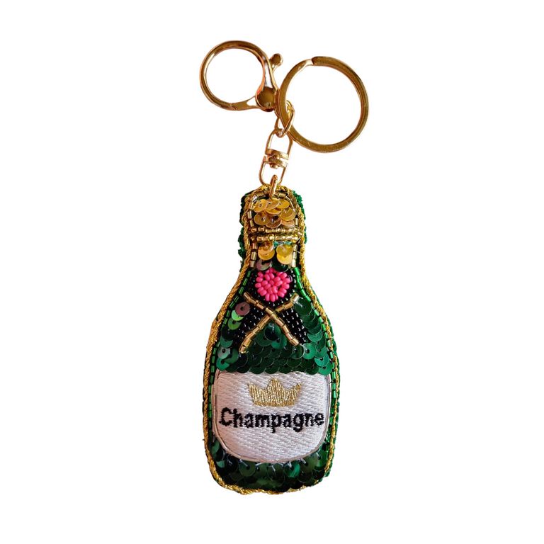 Beaded Champagne Keychain-Keyrings-Zoda-The Bay Room