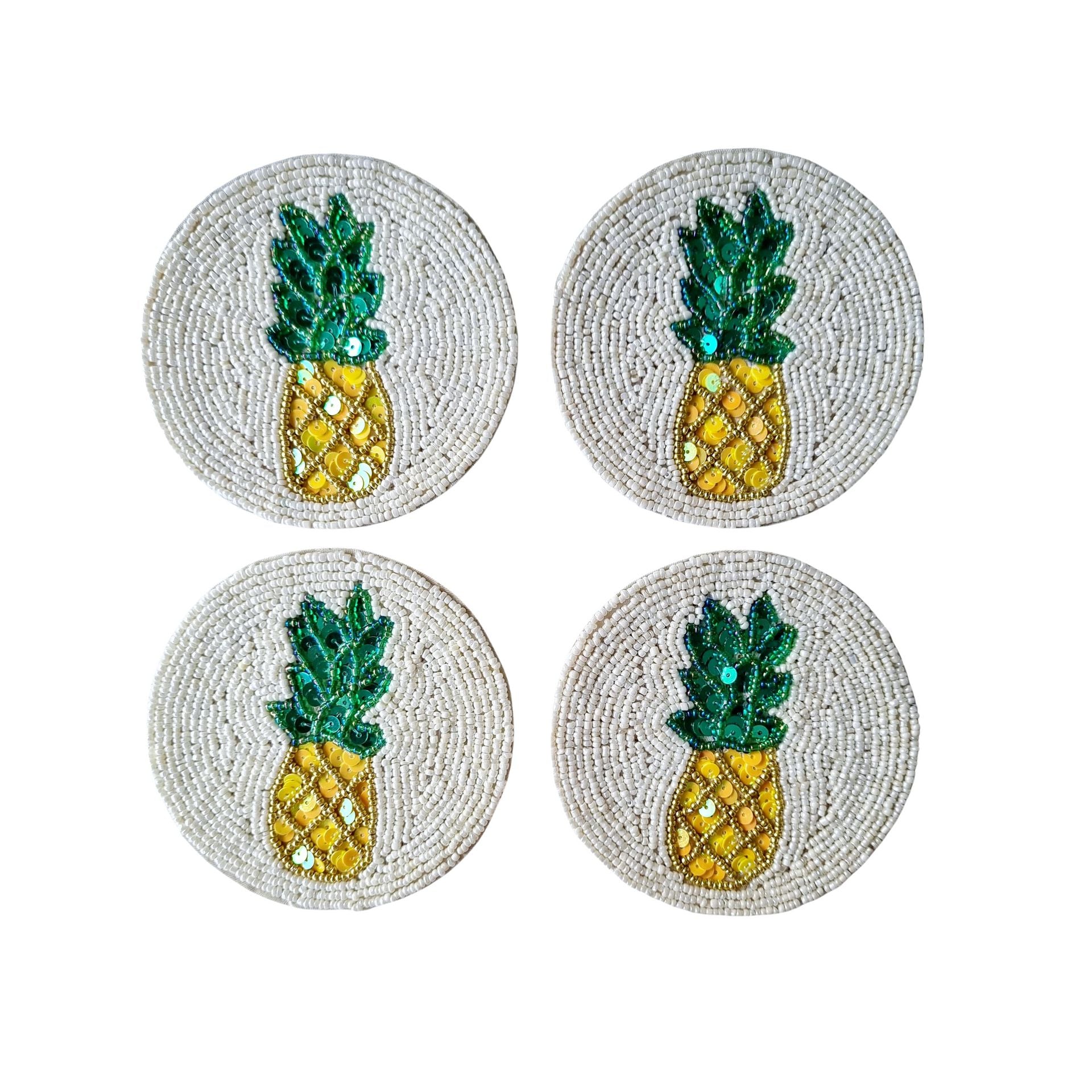 Beaded Coaster Set of 4 - Pineapple-Decor Items-Zoda-The Bay Room