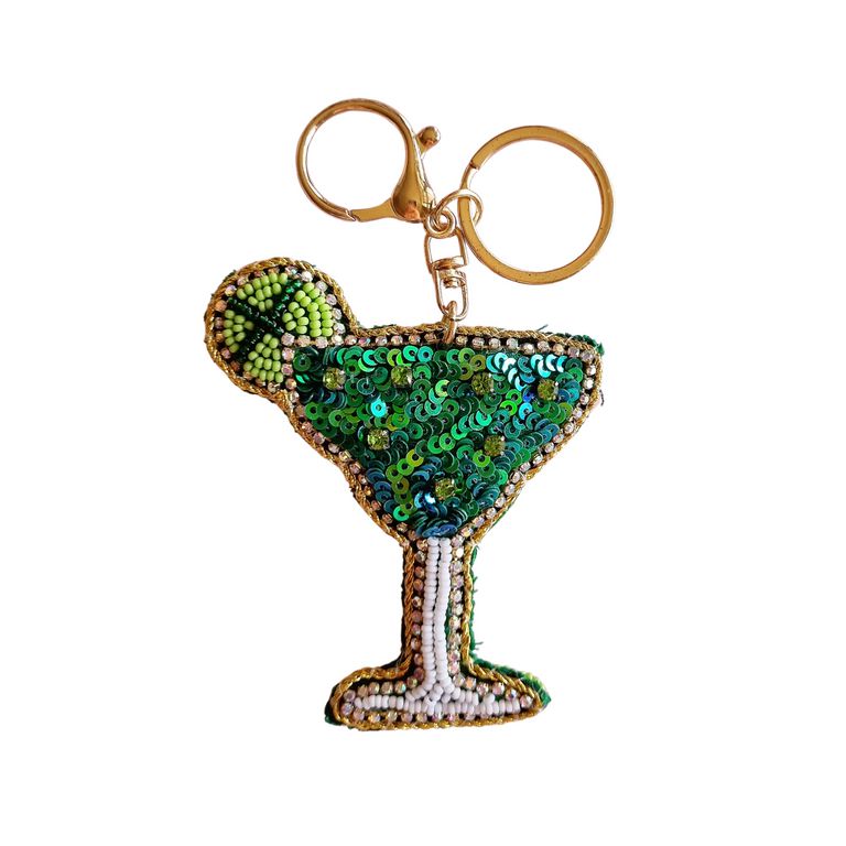 Beaded Green Cocktail Keychain-Keyrings-Zoda-The Bay Room