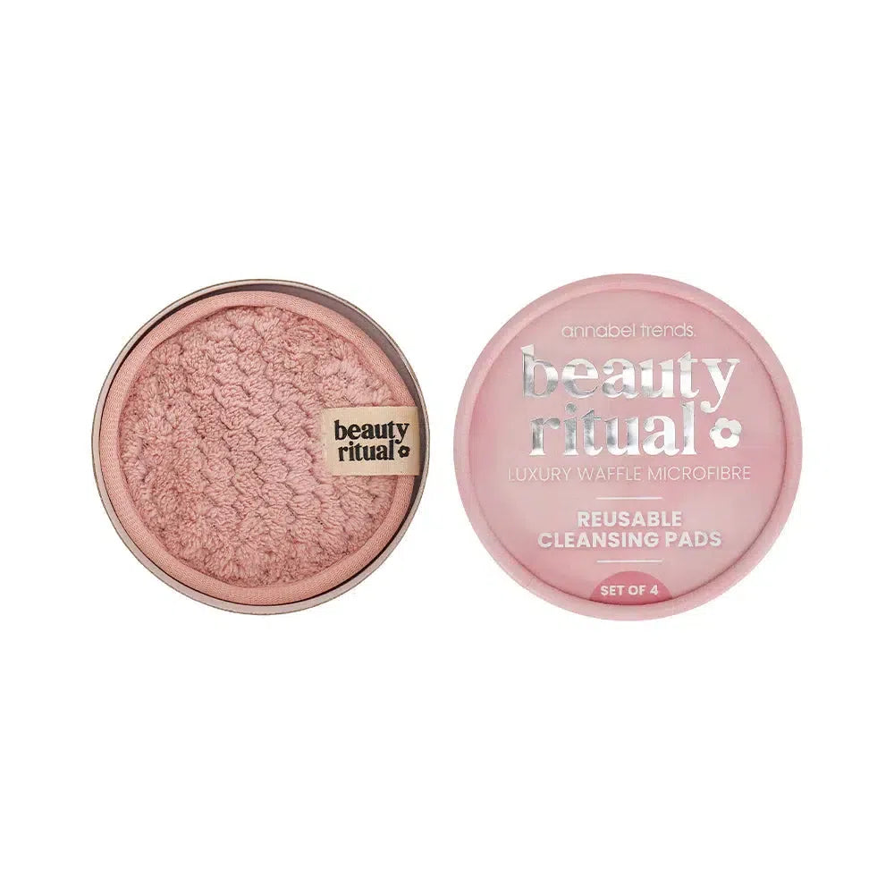 Beauty Ritual Luxury Waffle Cleansing Pads 4pc - Dusty Pink-Beauty & Well-Being-Annabel Trends-The Bay Room