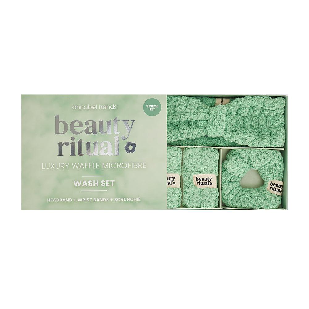 Beauty Ritual Luxury Waffle Wash Set 3pc - Moss-Beauty & Well-Being-Annabel Trends-The Bay Room