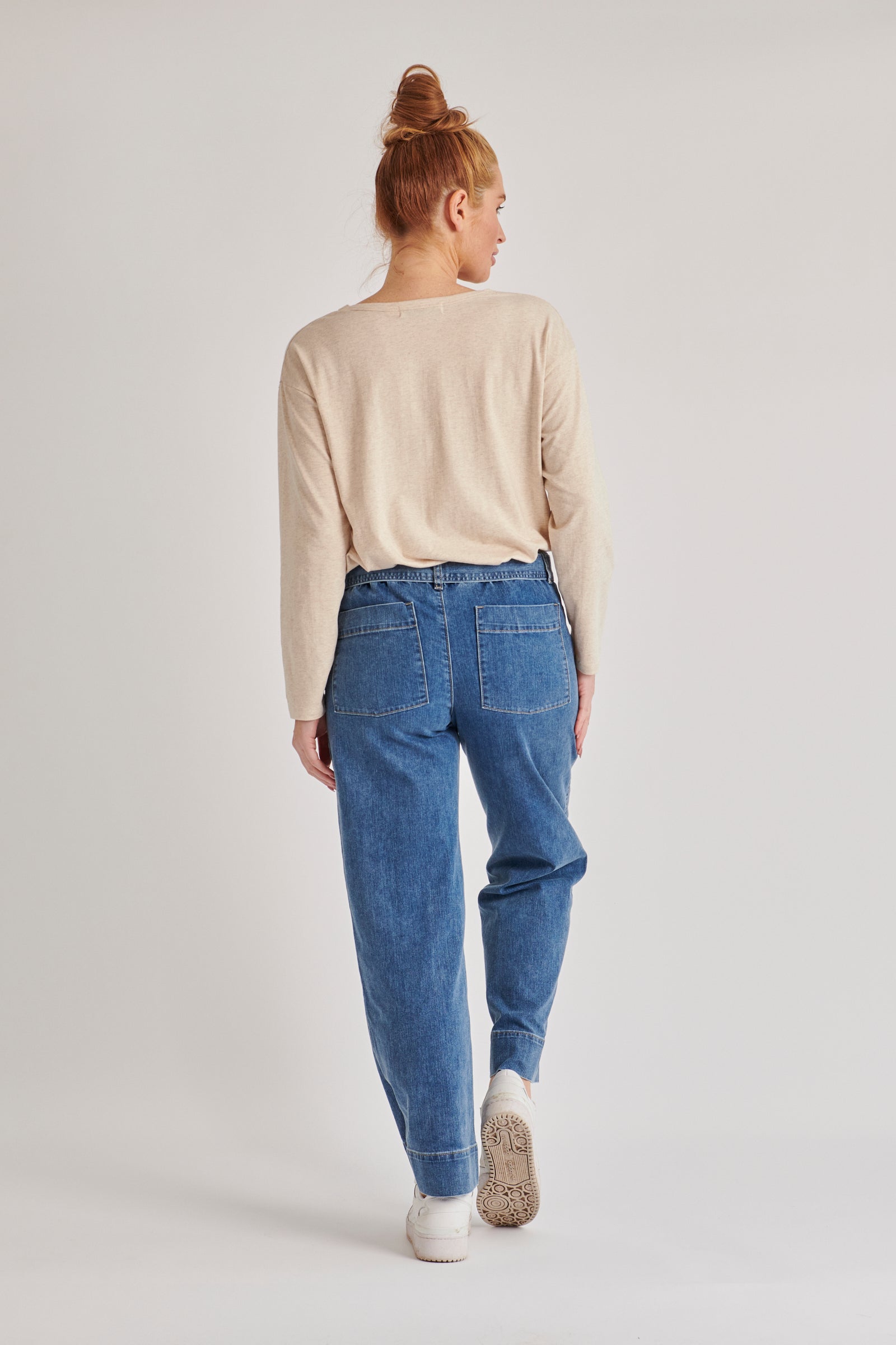 Belt Feature Pant - Mid Blue-Pants-One Ten Willow-The Bay Room