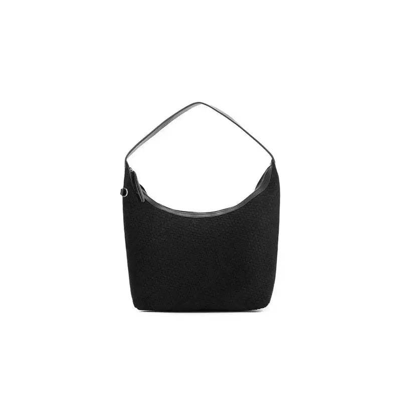 Bessette 2 Piece Black Woven Suedette-Bags & Clutches-Black Caviar Designs-The Bay Room