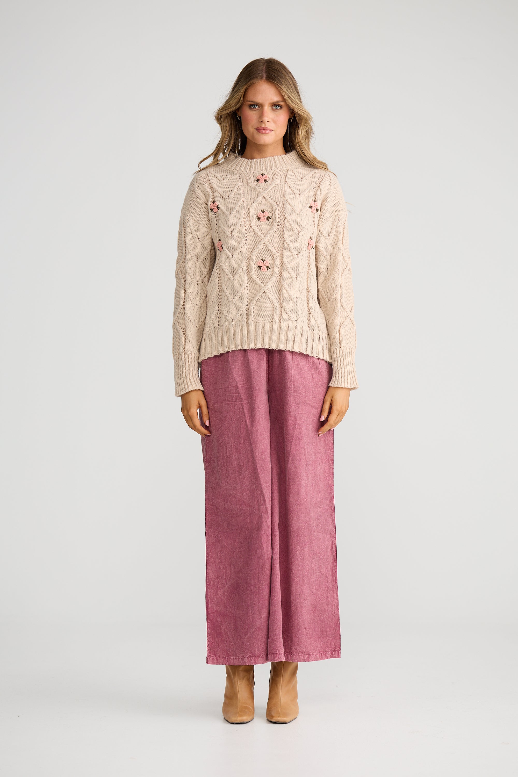 Betty Knit - Cream Floral-Knitwear & Jumpers-Talisman-The Bay Room