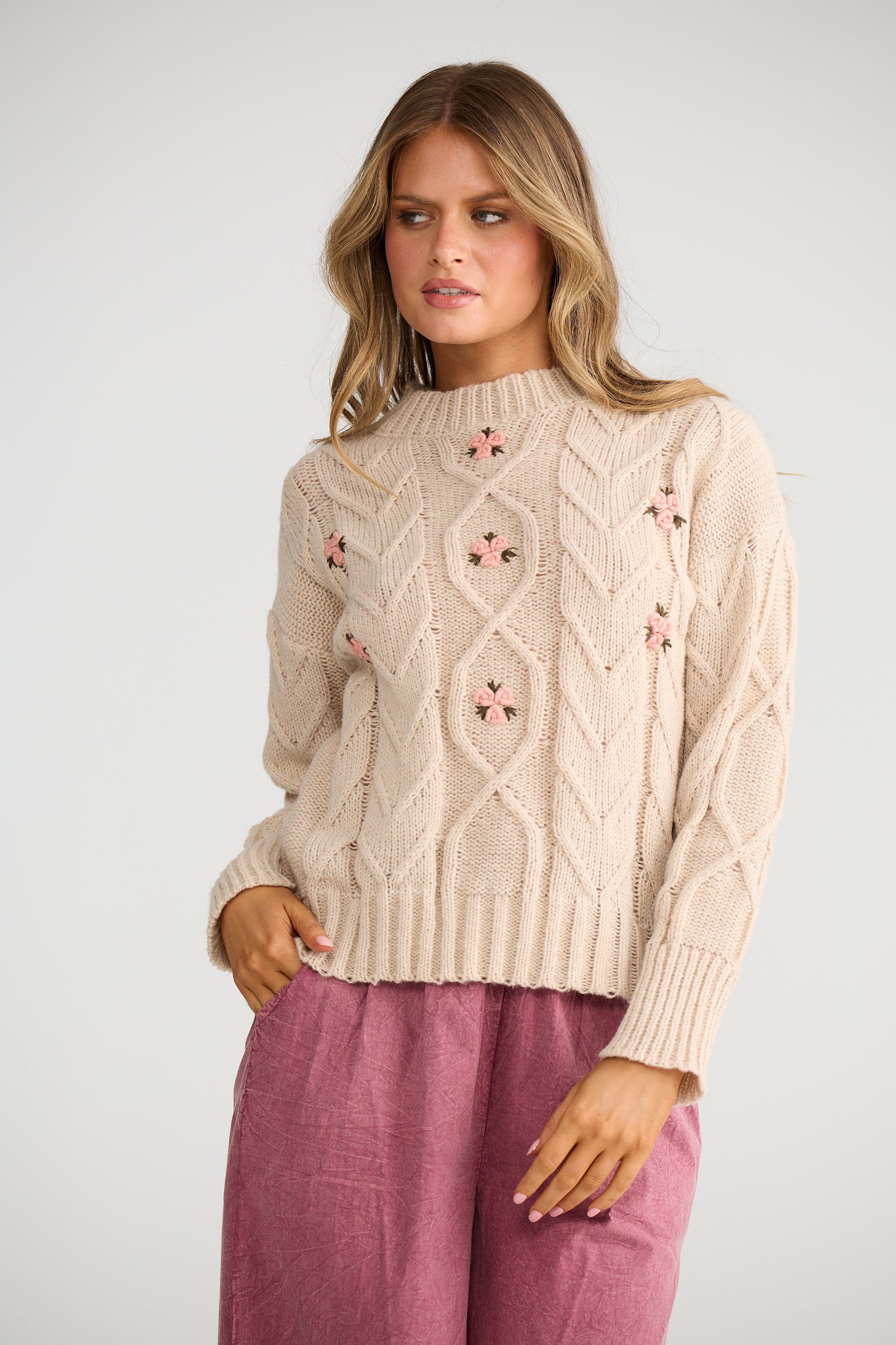 Betty Knit - Cream Floral-Knitwear & Jumpers-Talisman-The Bay Room