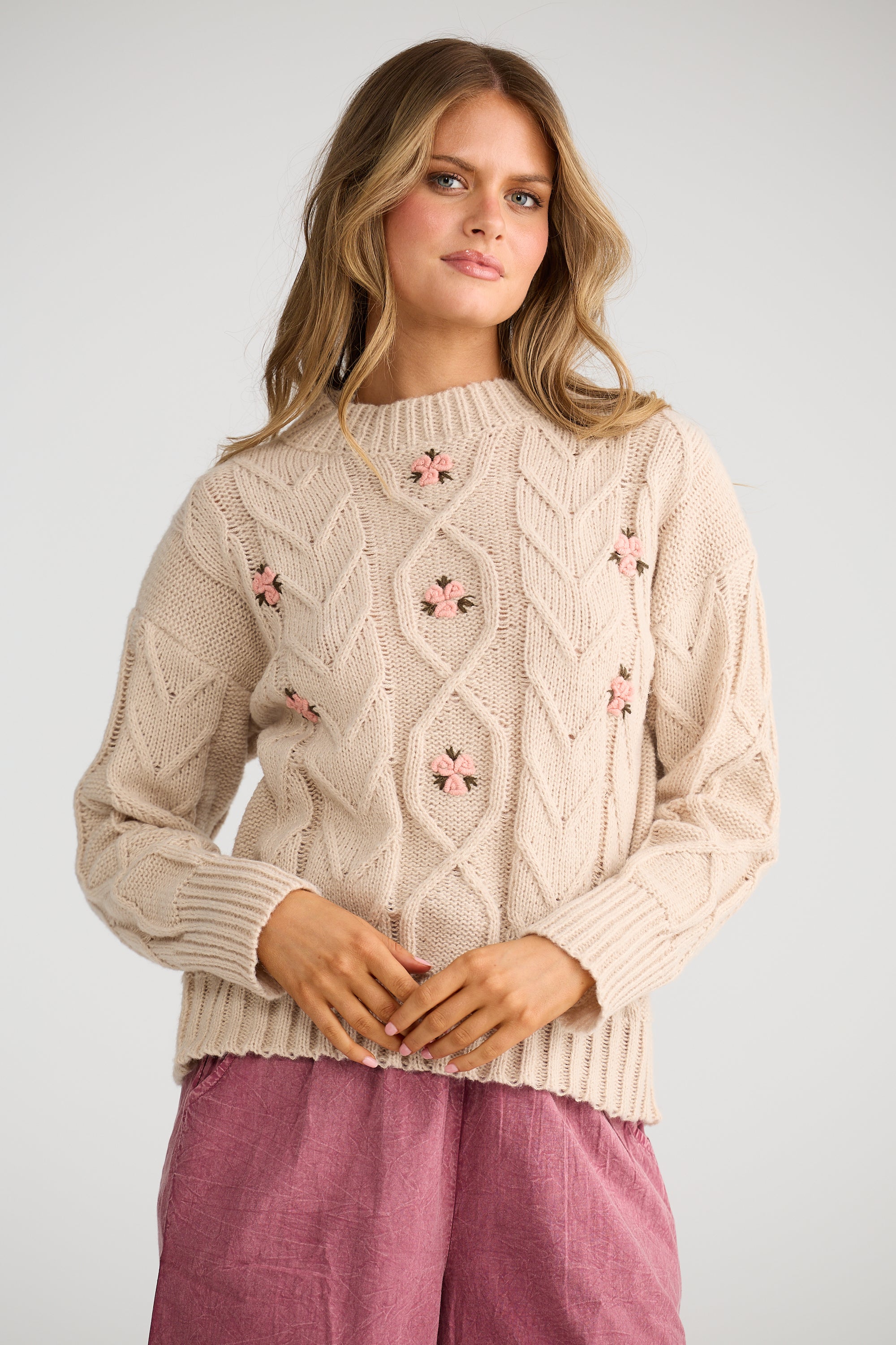Betty Knit - Cream Floral-Knitwear & Jumpers-Talisman-The Bay Room