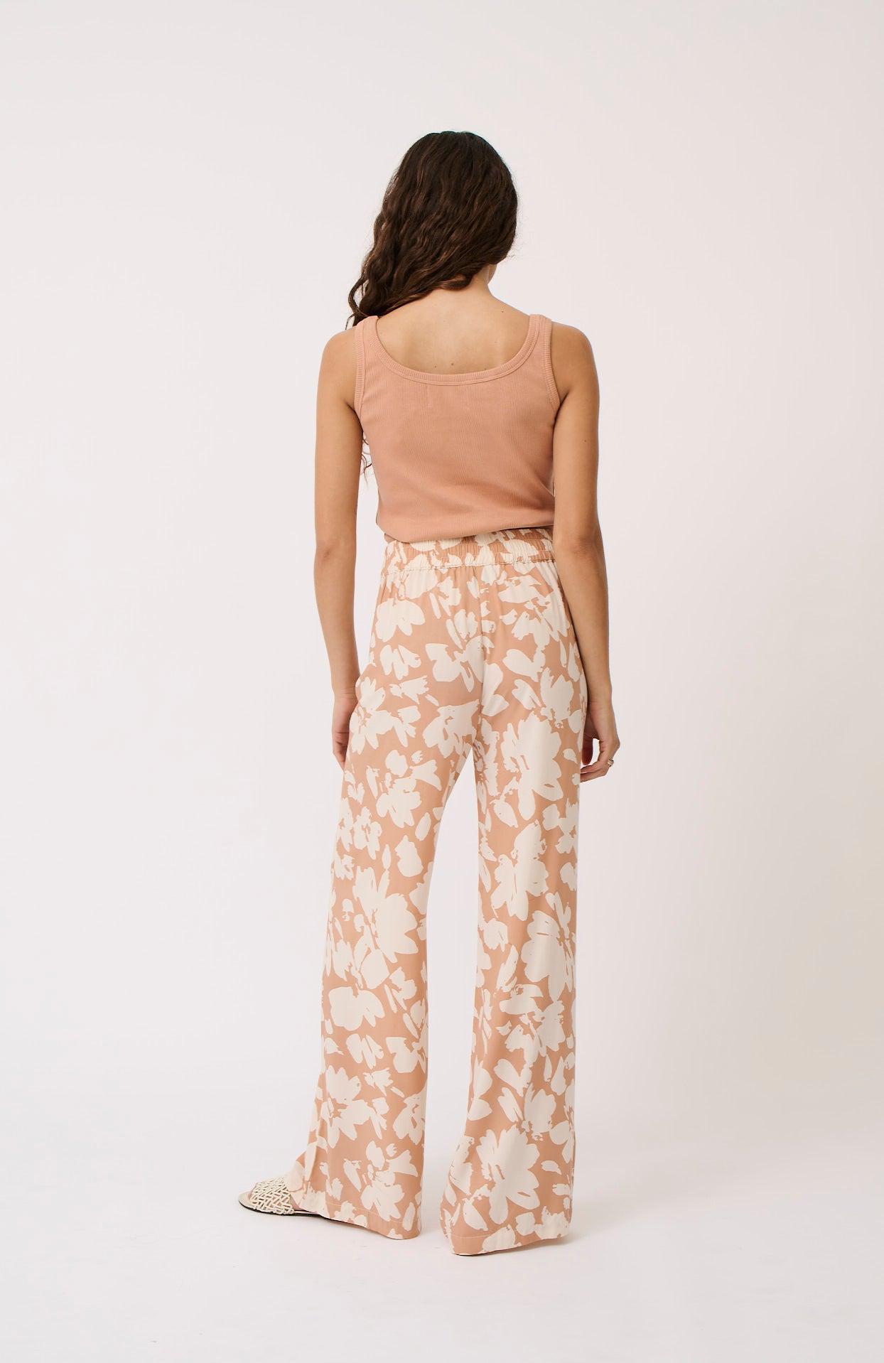 Bex Pant - Floral Sand-Pants-Cartel & Willow-The Bay Room