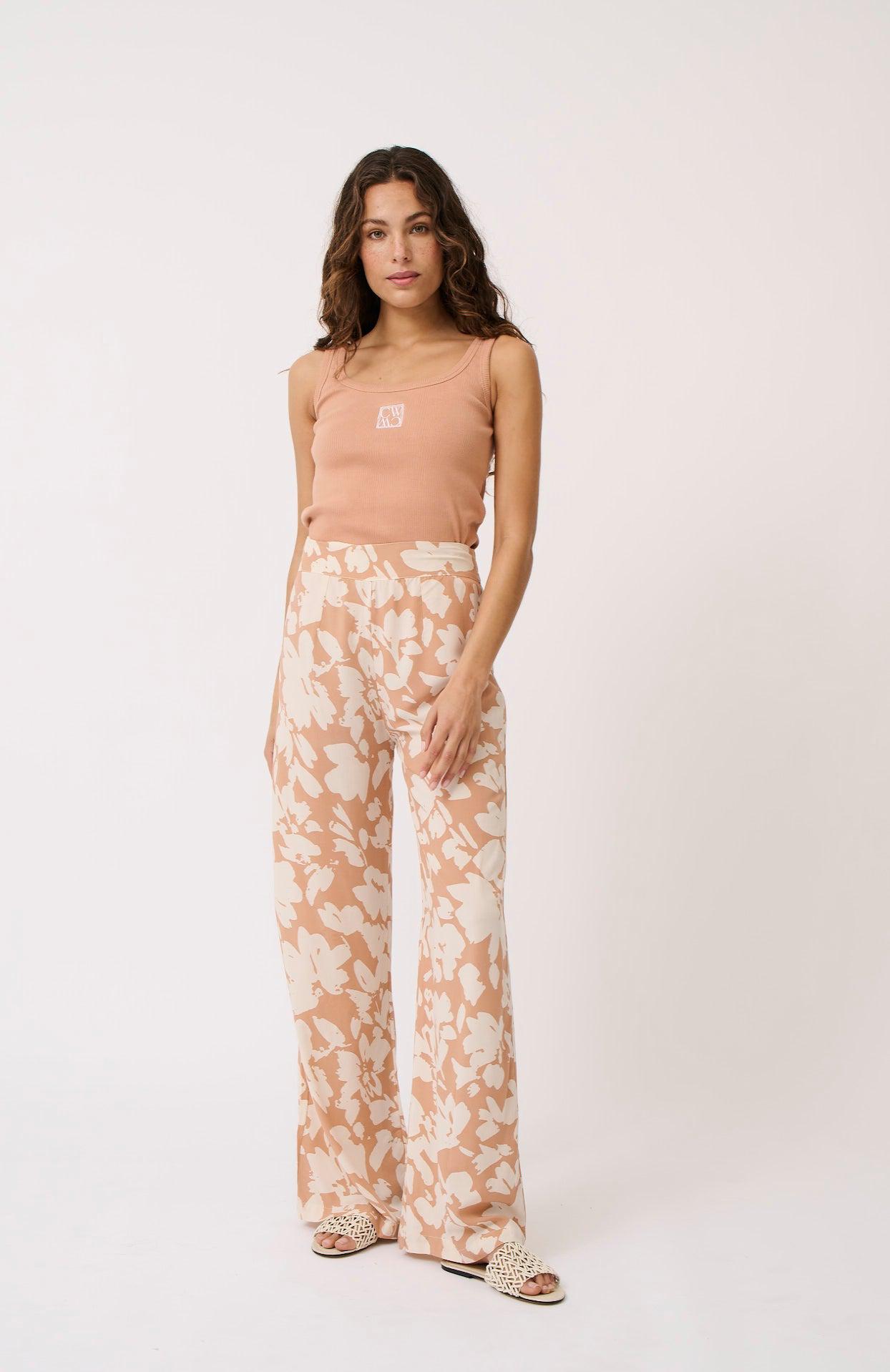 Bex Pant - Floral Sand-Pants-Cartel & Willow-The Bay Room