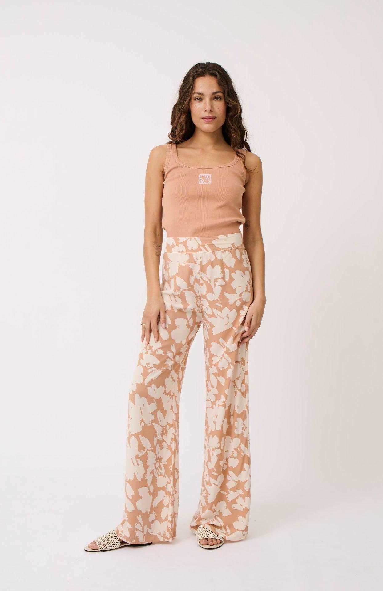 Bex Pant - Floral Sand-Pants-Cartel & Willow-The Bay Room