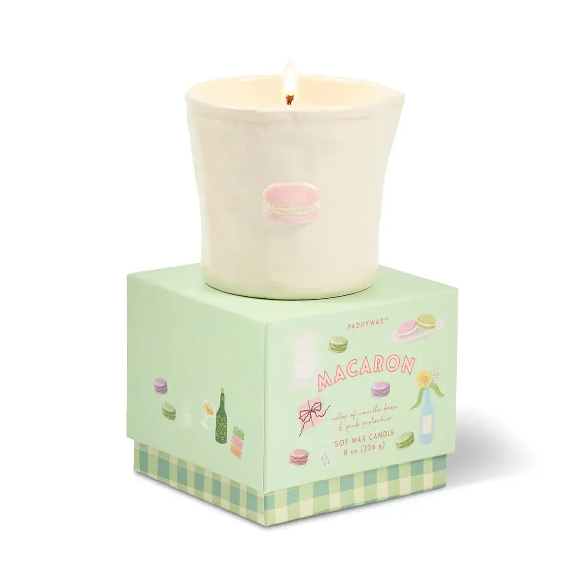 Bistro 8oz Ceramic Candle with Embossed Macaron - Macaron-Candles & Fragrances-Paddywax-The Bay Room