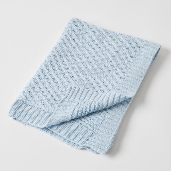 Blue Basket Weave Knit Blanket-Nursery & Nurture-Pilbeam Living-The Bay Room