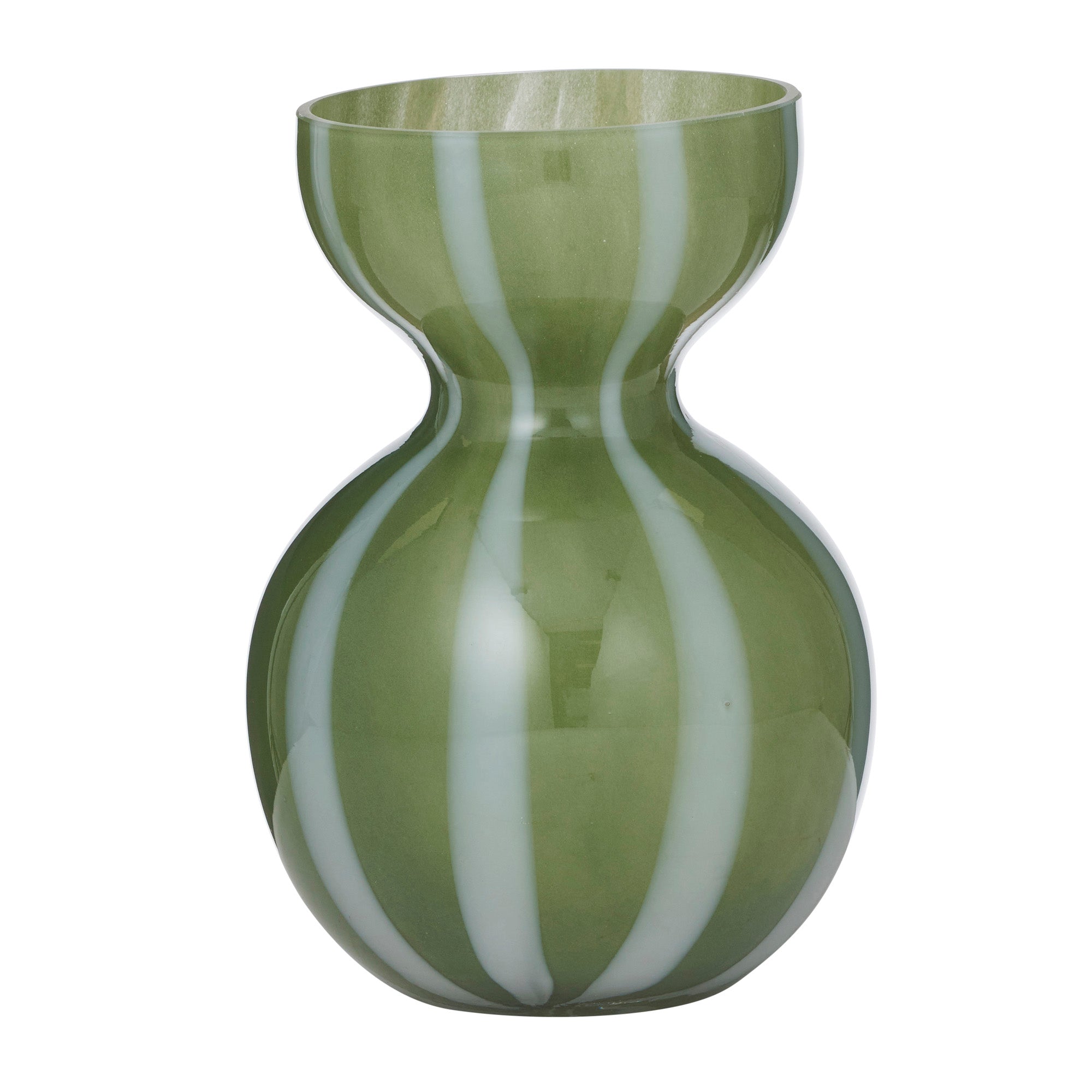 Bobbi Glass Vase 13x18cm Olive/White-Pots, Planters & Vases-Coast To Coast Home-The Bay Room