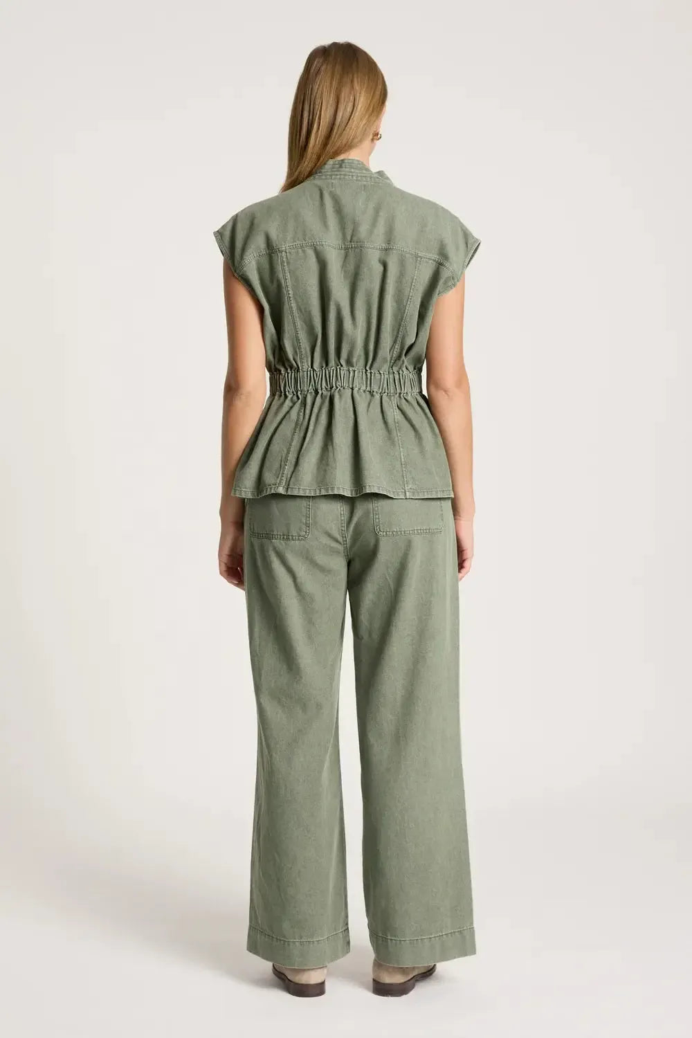 Bodhi Denim Vest - Olive-Jackets, Coats & Vests-Eb & Ive-The Bay Room